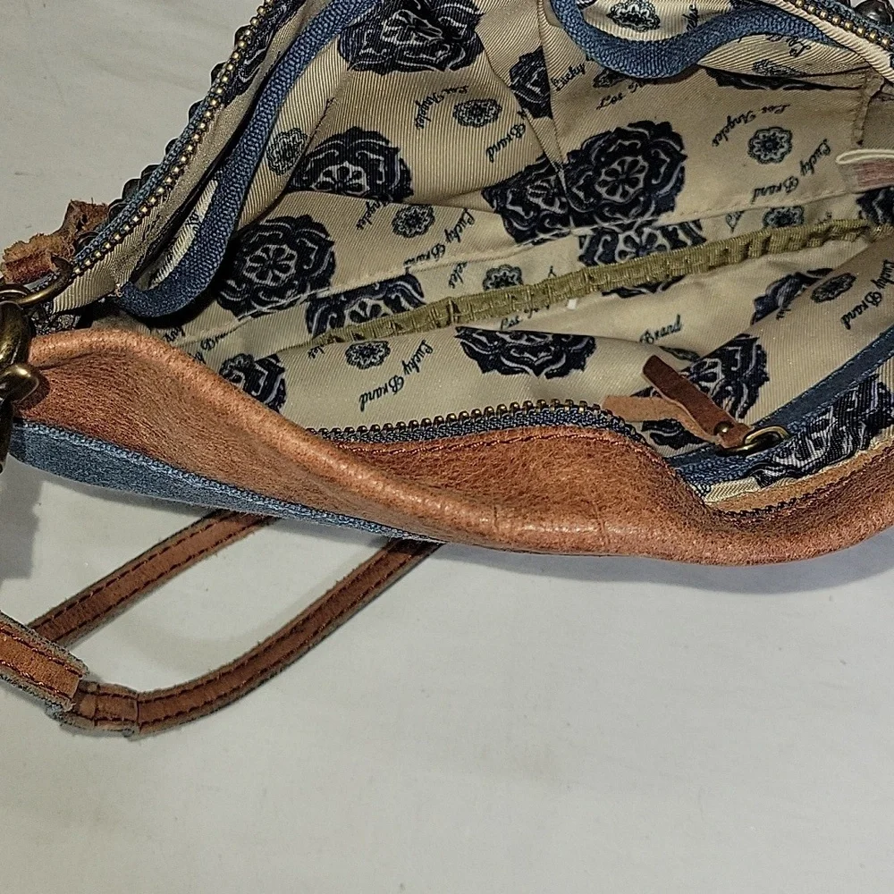 Lucky Brand Coated Canvas and Brown Leather Studded Shoulder Bag